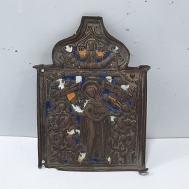 Средник складня Богородица Всем Скорбящим Радости, бронза 1730-1780 Го